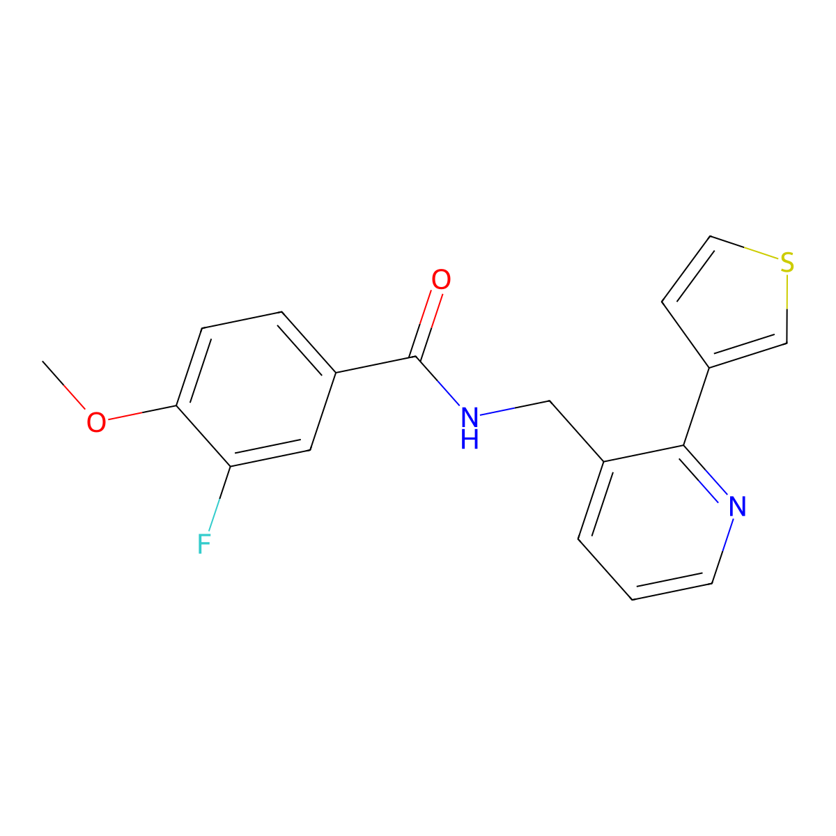 3-fluoro-4-methoxy-N-{[2-(thiophen-3-yl)pyridin-3-yl]methyl}benzamide molecular structure, CAS 2034268-67-0