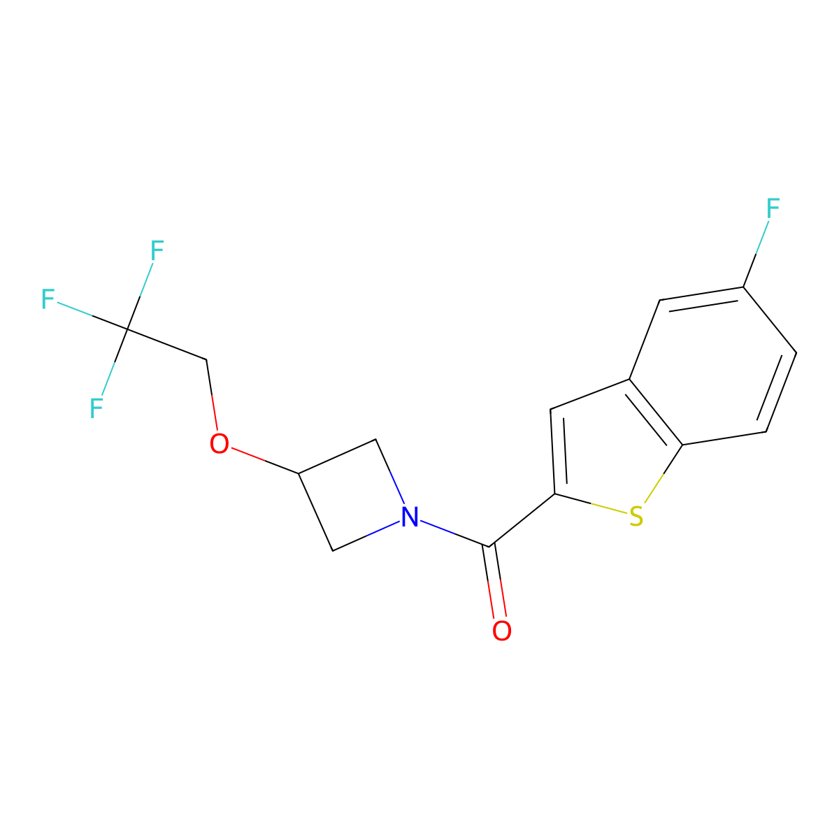(5-Fluorobenzo[b]thiophen-2-yl)(3-(2,2,2-trifluoroethoxy)azetidin-1-yl)methanone molecular structure, CAS 2034268-69-2