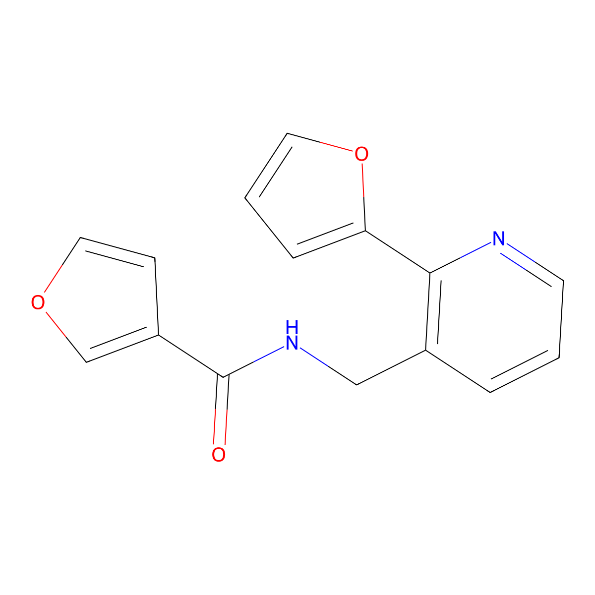 N-{[2-(furan-2-yl)pyridin-3-yl]methyl}furan-3-carboxamide molecular structure, CAS 2034268-71-6