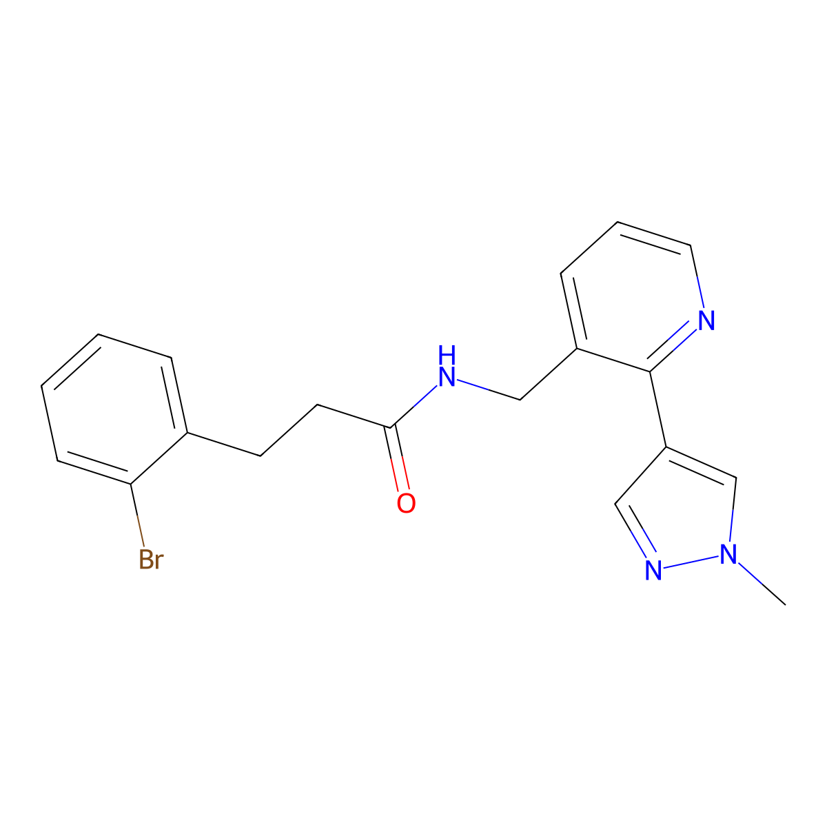3-(2-bromophenyl)-N-{[2-(1-methyl-1H-pyrazol-4-yl)pyridin-3-yl]methyl}propanamide molecular structure, CAS 2034268-72-7