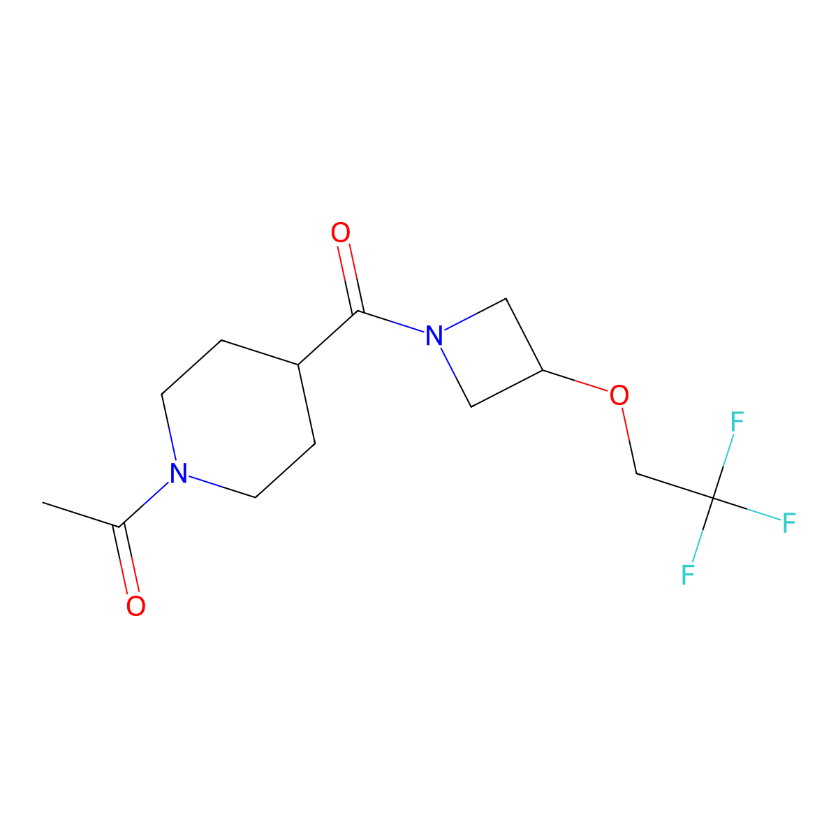 1-(4-(3-(2,2,2-Trifluoroethoxy)azetidine-1-carbonyl)piperidin-1-yl)ethanone molecular structure, CAS 2034268-73-8