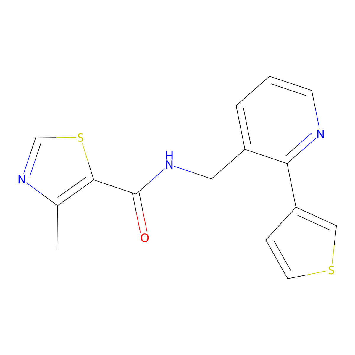 4-methyl-N-((2-(thiophen-3-yl)pyridin-3-yl)methyl)thiazole-5-carboxamide molecular structure, CAS 2034268-74-9