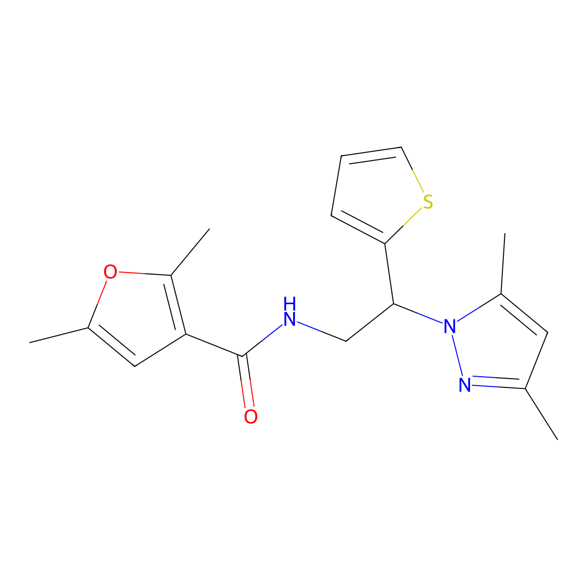 N-[2-(3,5-dimethyl-1H-pyrazol-1-yl)-2-(thiophen-2-yl)ethyl]-2,5-dimethylfuran-3-carboxamide molecular structure, CAS 2034268-76-1