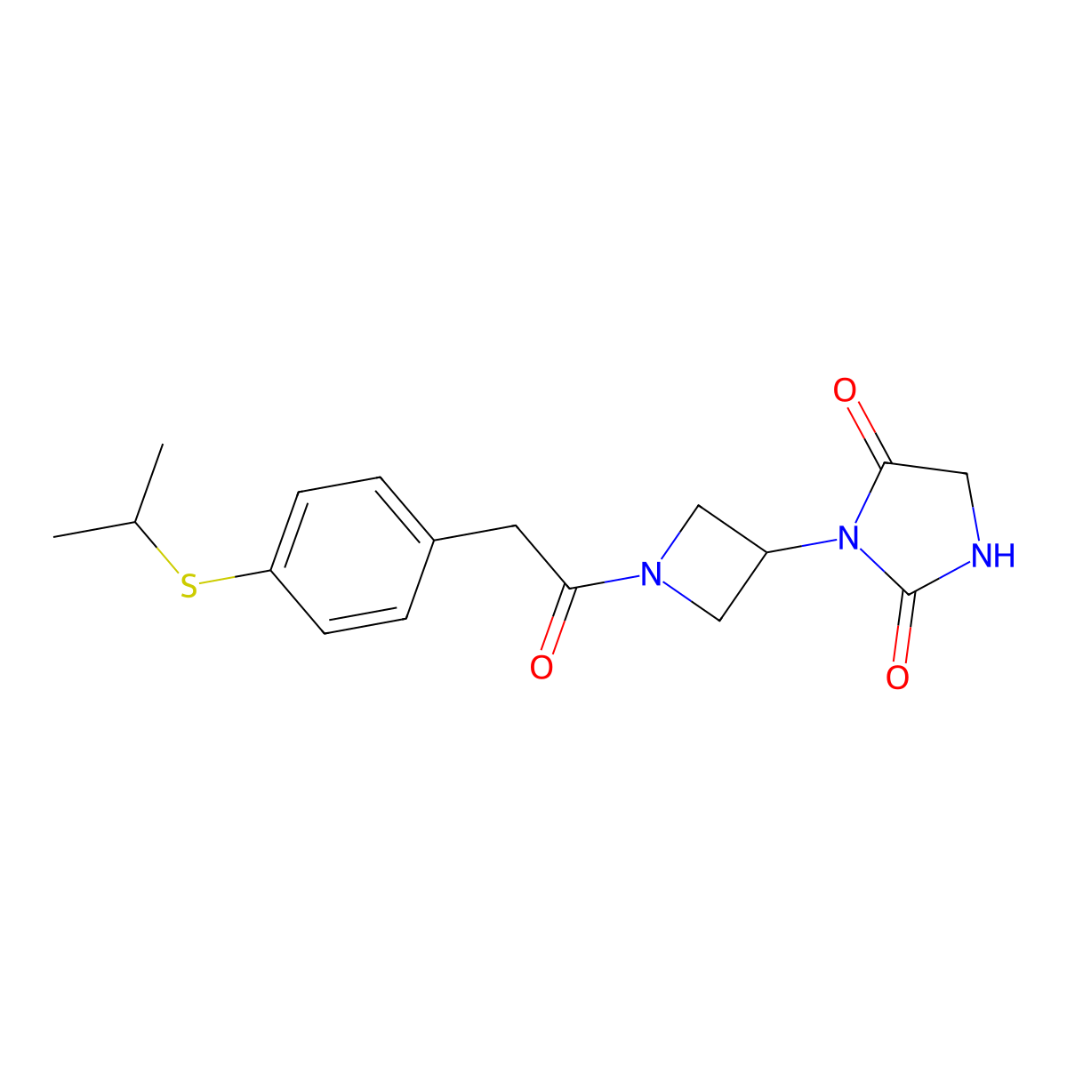 3-(1-(2-(4-(Isopropylthio)phenyl)acetyl)azetidin-3-yl)imidazolidine-2,4-dione molecular structure, CAS 2034268-78-3