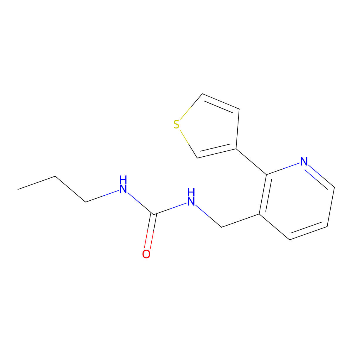 1-Propyl-3-((2-(thiophen-3-yl)pyridin-3-yl)methyl)urea molecular structure, CAS 2034268-80-7