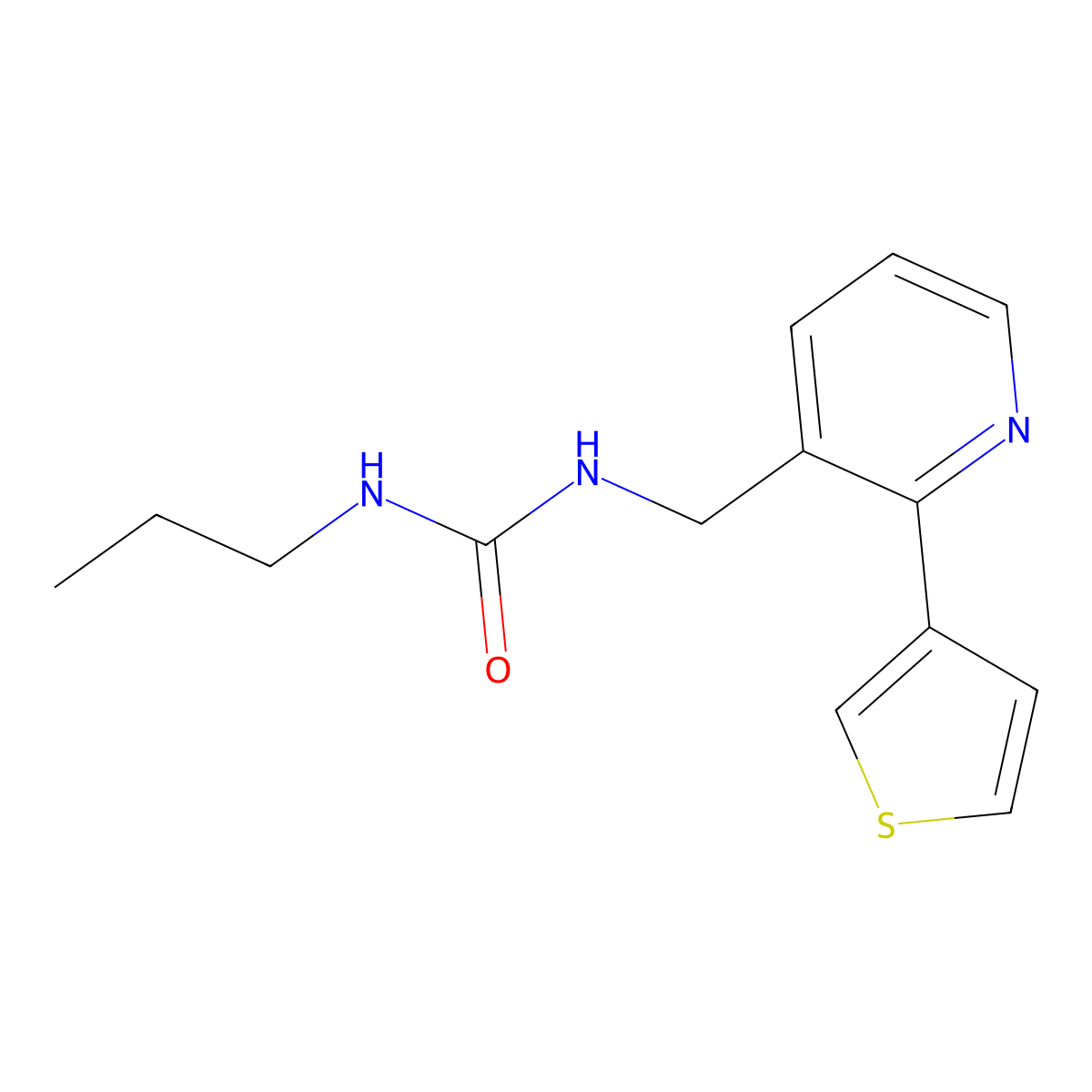1-Propyl-3-((2-(thiophen-3-yl)pyridin-3-yl)methyl)urea molecular structure, CAS 2034268-80-7