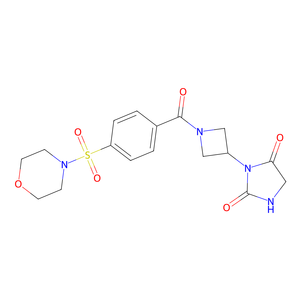 3-(1-(4-(Morpholinosulfonyl)benzoyl)azetidin-3-yl)imidazolidine-2,4-dione molecular structure, CAS 2034268-84-1