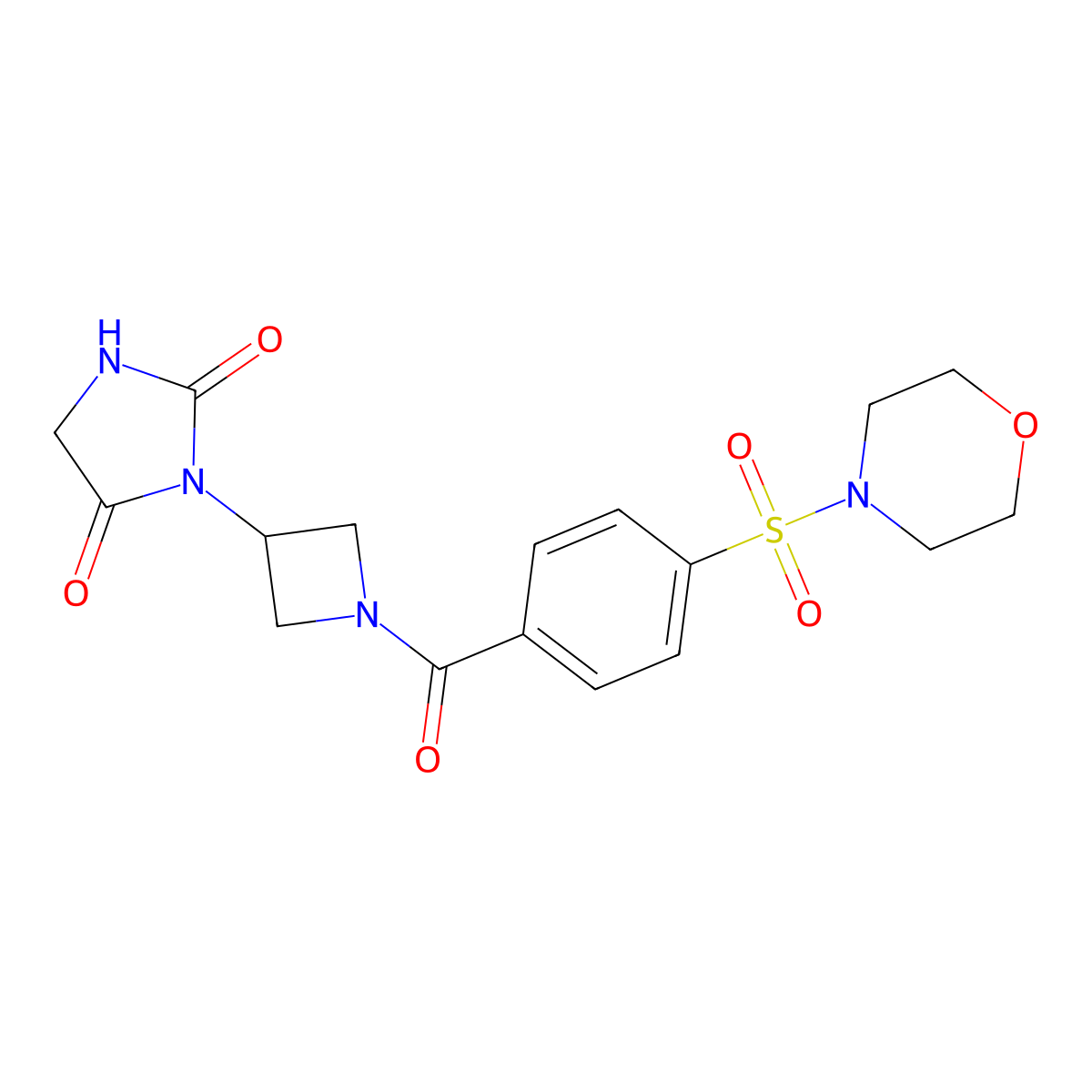 3-(1-(4-(Morpholinosulfonyl)benzoyl)azetidin-3-yl)imidazolidine-2,4-dione molecular structure, CAS 2034268-84-1