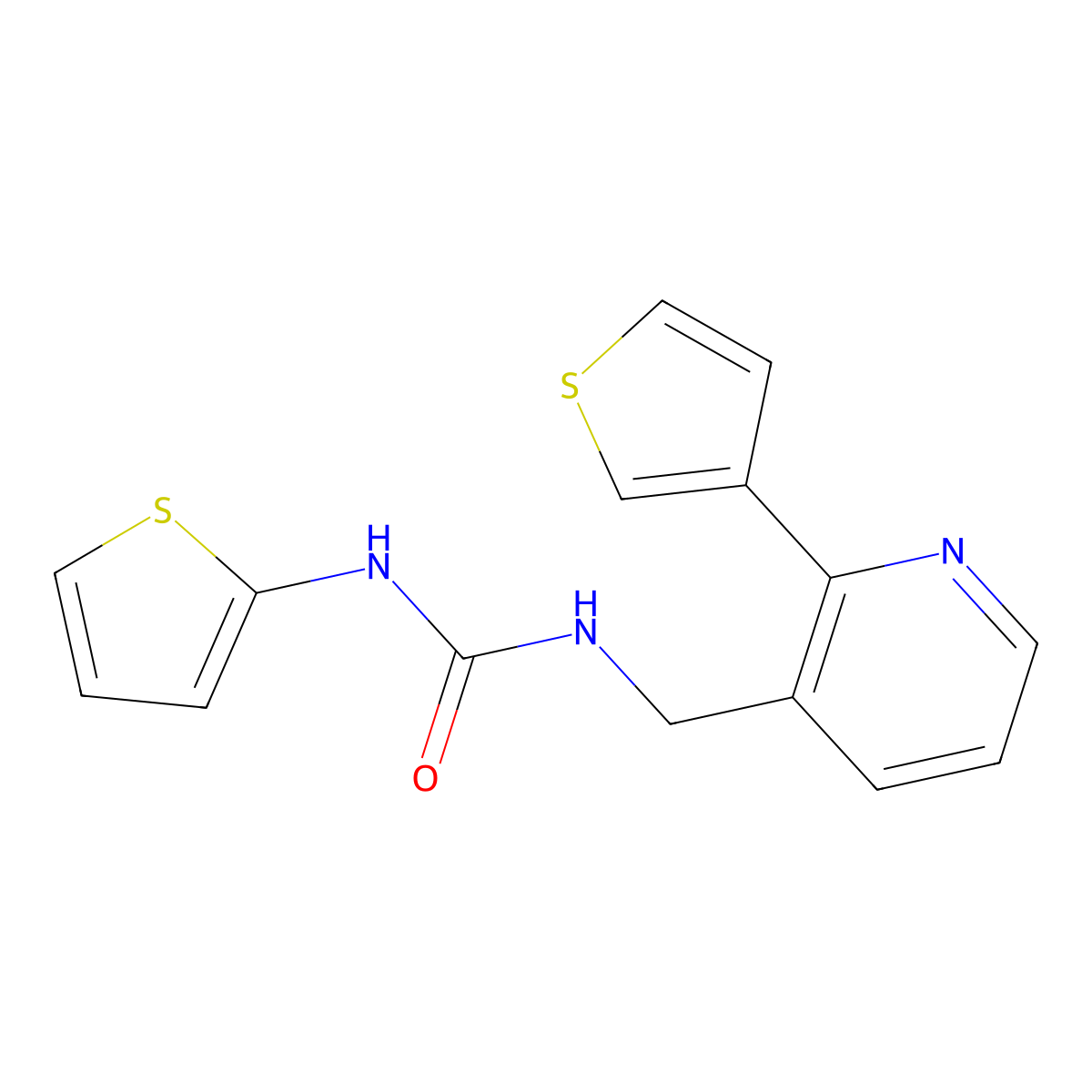 1-(Thiophen-2-yl)-3-((2-(thiophen-3-yl)pyridin-3-yl)methyl)urea molecular structure, CAS 2034268-88-5
