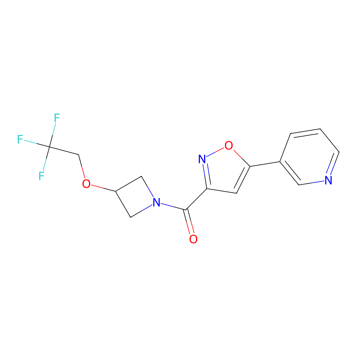 (5-(Pyridin-3-yl)isoxazol-3-yl)(3-(2,2,2-trifluoroethoxy)azetidin-1-yl)methanone molecular structure, CAS 2034268-90-9