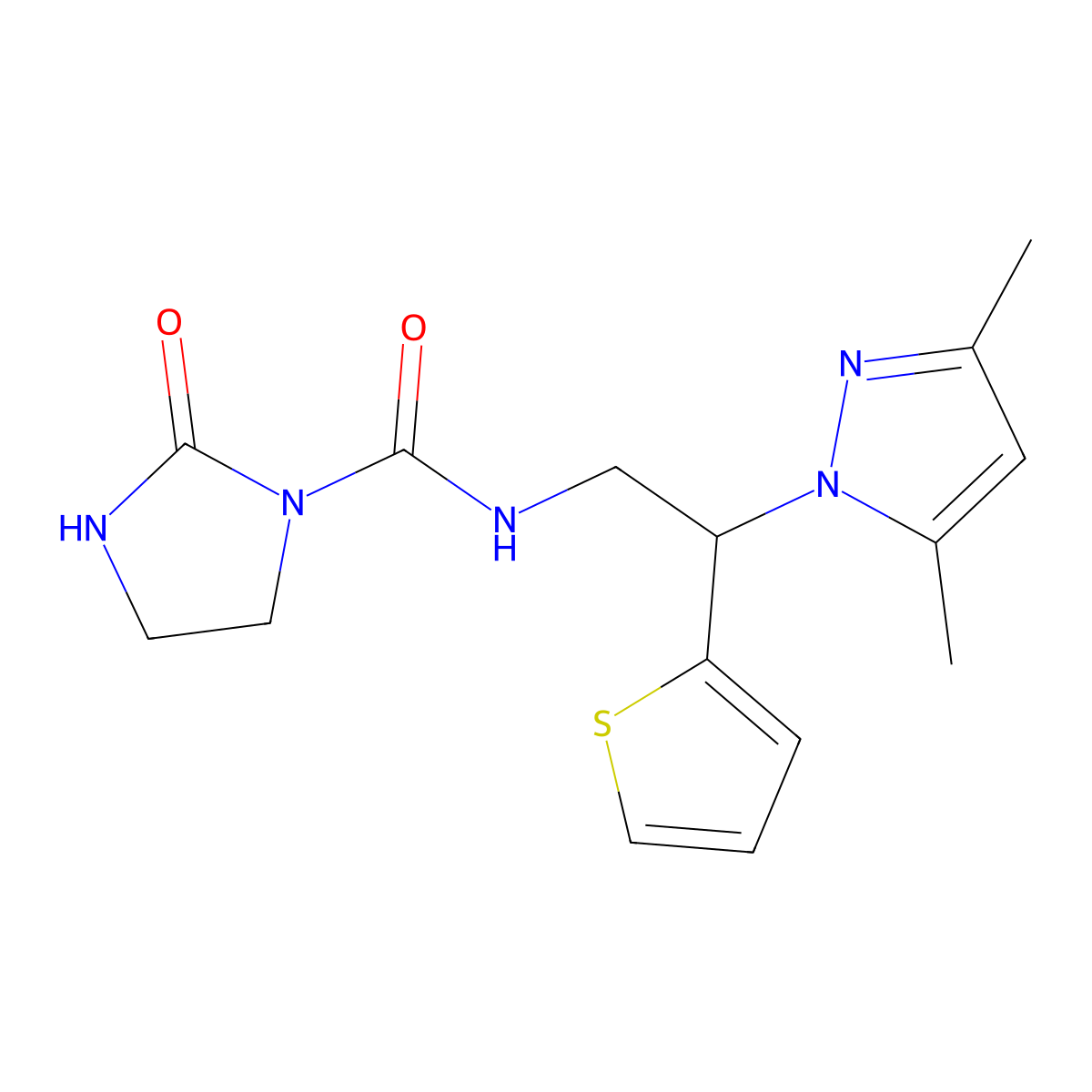 N-[2-(3,5-dimethyl-1H-pyrazol-1-yl)-2-(thiophen-2-yl)ethyl]-2-oxoimidazolidine-1-carboxamide molecular structure, CAS 2034269-00-4