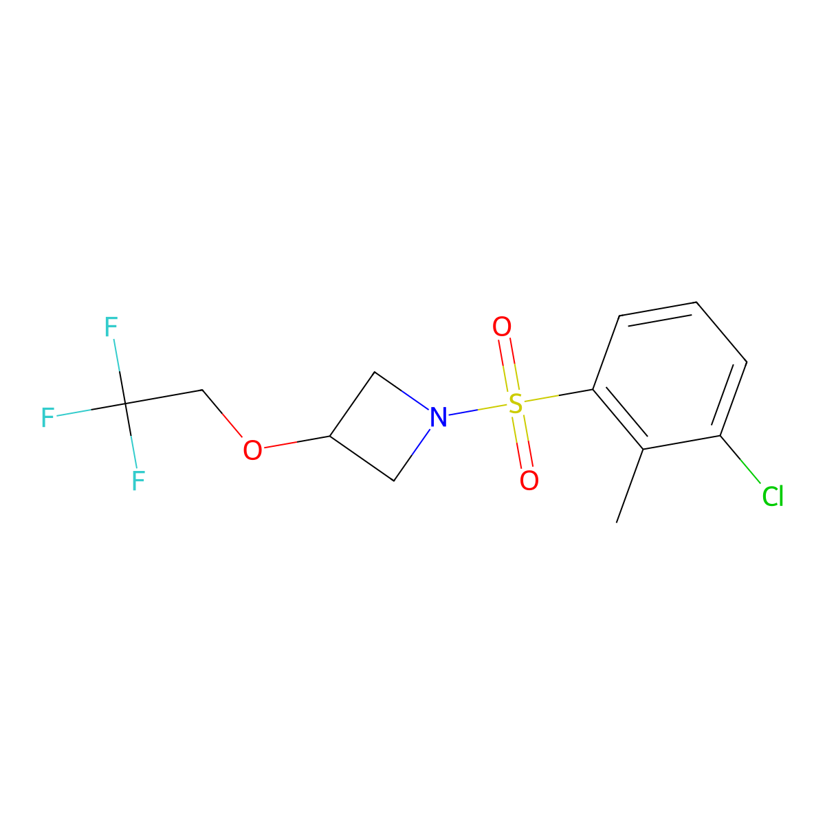 1-((3-Chloro-2-methylphenyl)sulfonyl)-3-(2,2,2-trifluoroethoxy)azetidine molecular structure, CAS 2034269-01-5