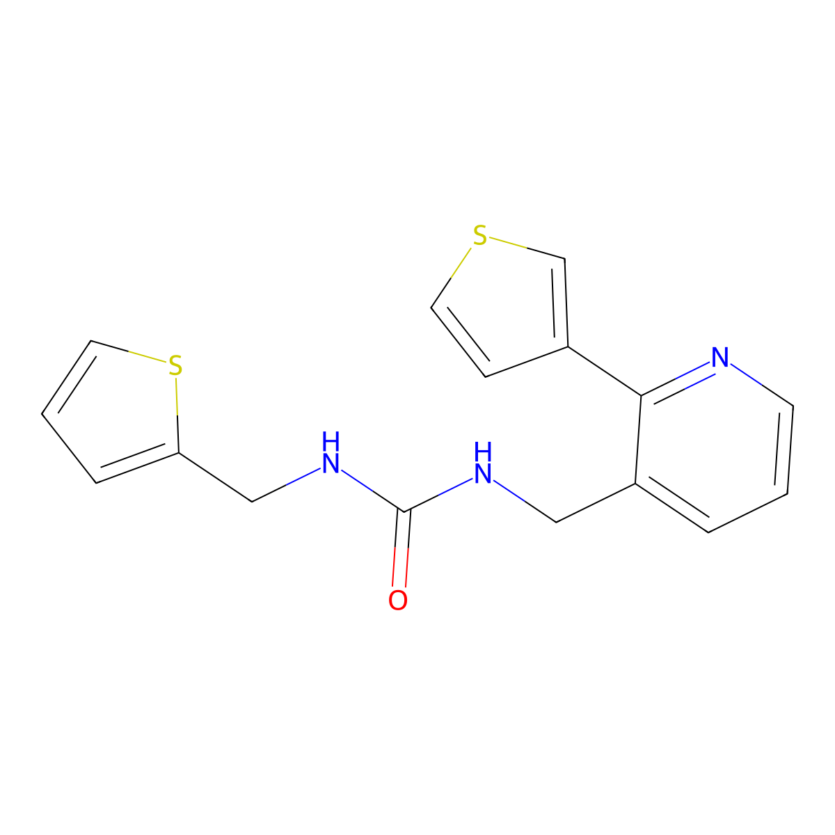 1-(Thiophen-2-ylmethyl)-3-((2-(thiophen-3-yl)pyridin-3-yl)methyl)urea molecular structure, CAS 2034269-02-6