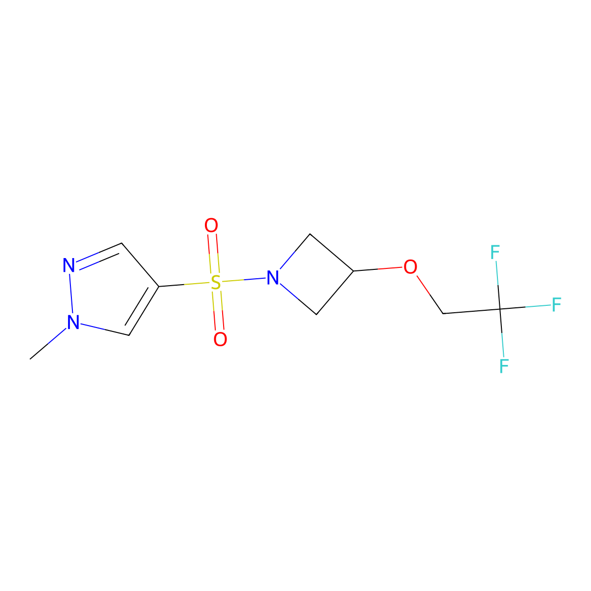 1-methyl-4-((3-(2,2,2-trifluoroethoxy)azetidin-1-yl)sulfonyl)-1H-pyrazole molecular structure, CAS 2034269-04-8
