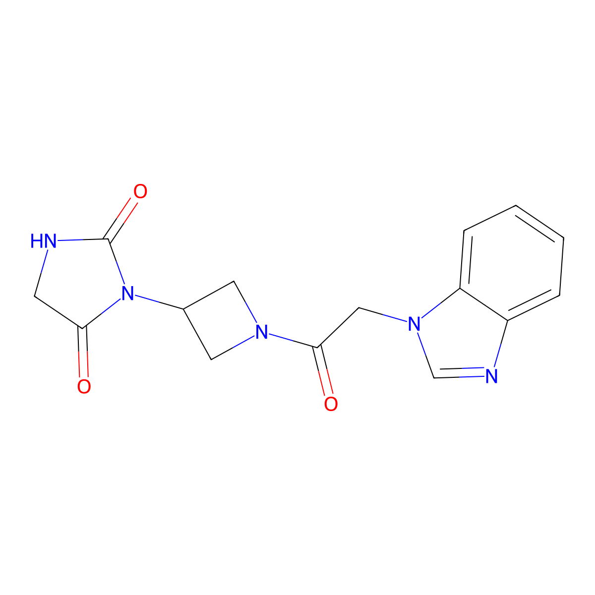 3-(1-(2-(1H-benzo[d]imidazol-1-yl)acetyl)azetidin-3-yl)imidazolidine-2,4-dione molecular structure, CAS 2034269-12-8