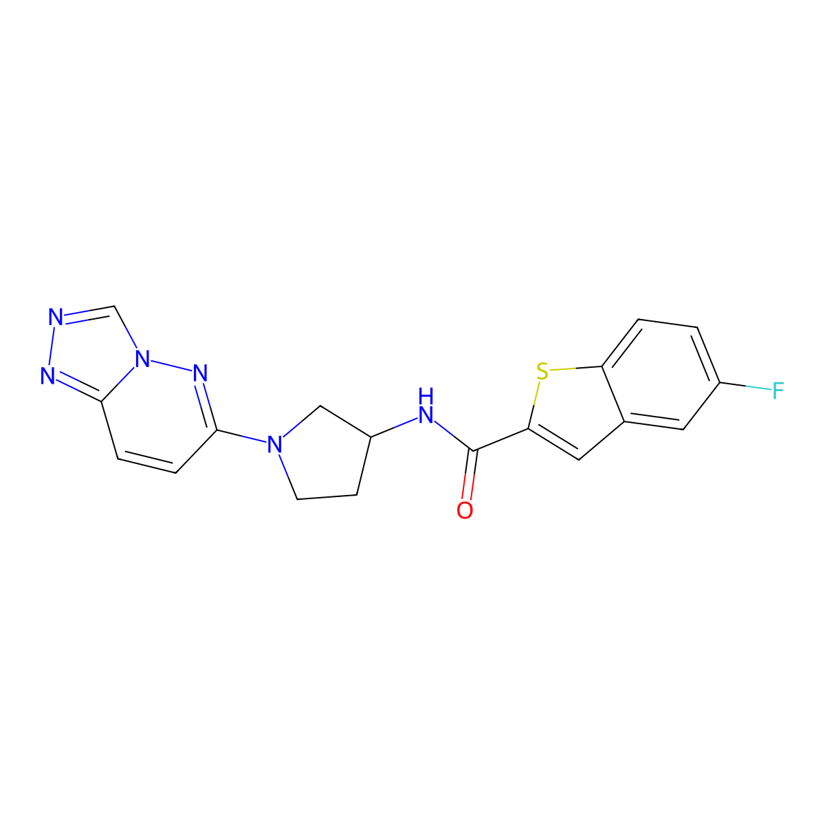 N-(1-([1,2,4]triazolo[4,3-b]pyridazin-6-yl)pyrrolidin-3-yl)-5-fluorobenzo[b]thiophene-2-carboxamide molecular structure, CAS 2034269-14-0