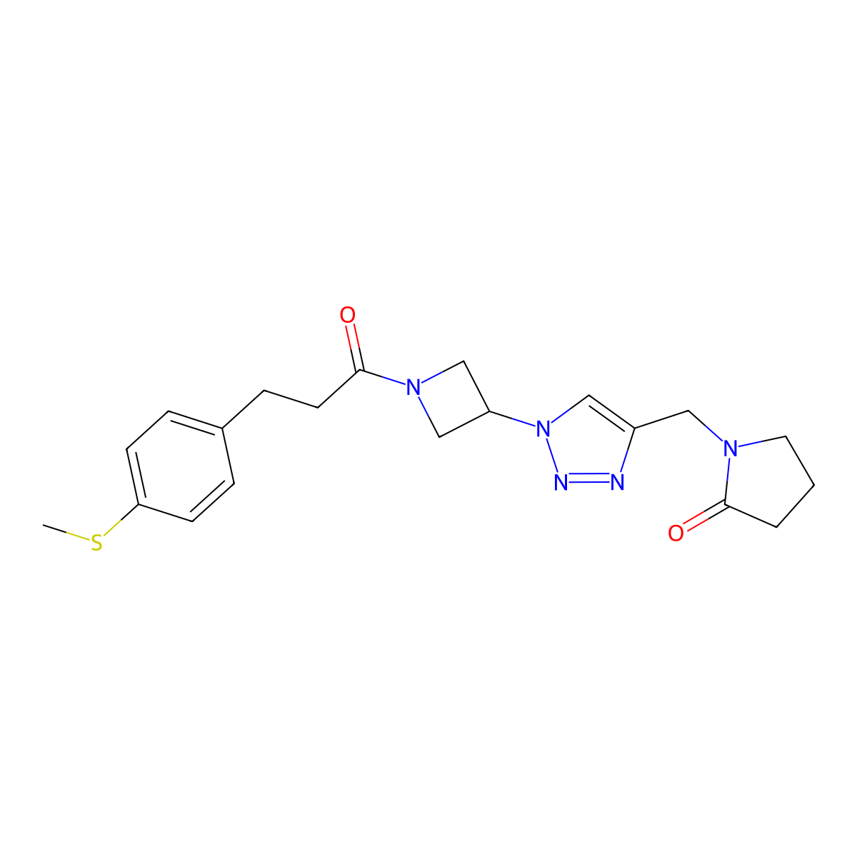 1-((1-(1-(3-(4-(methylthio)phenyl)propanoyl)azetidin-3-yl)-1H-1,2,3-triazol-4-yl)methyl)pyrrolidin-2-one molecular structure, CAS 2034269-19-5