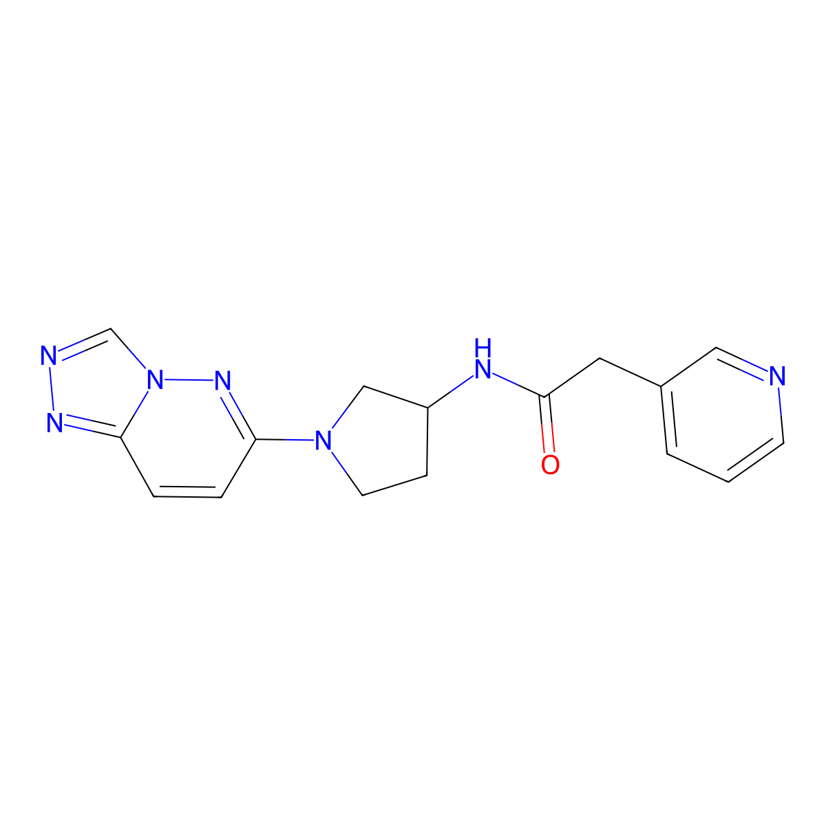 N-(1-([1,2,4]triazolo[4,3-b]pyridazin-6-yl)pyrrolidin-3-yl)-2-(pyridin-3-yl)acetamide molecular structure, CAS 2034269-22-0