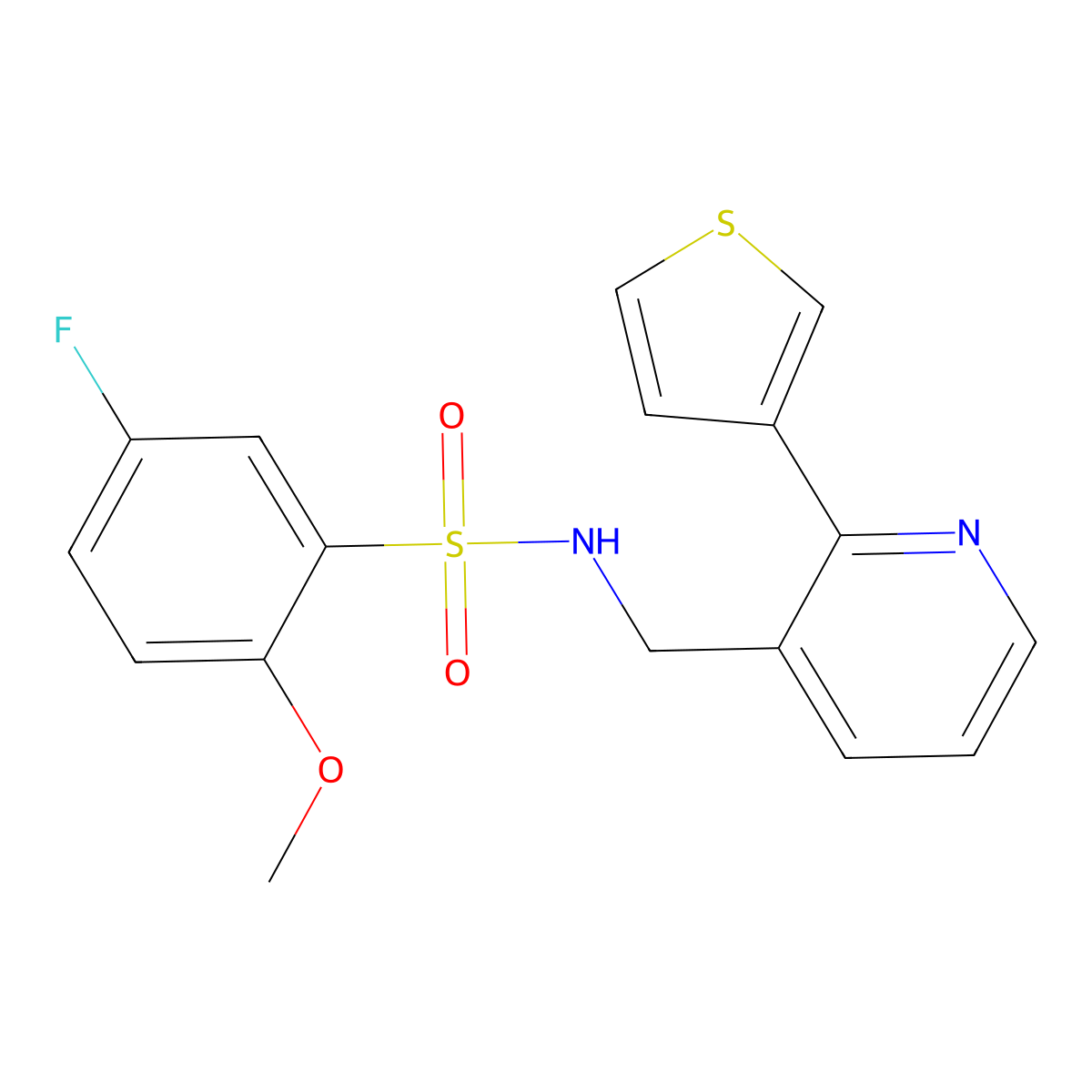 5-fluoro-2-methoxy-N-((2-(thiophen-3-yl)pyridin-3-yl)methyl)benzenesulfonamide molecular structure, CAS 2034269-26-4