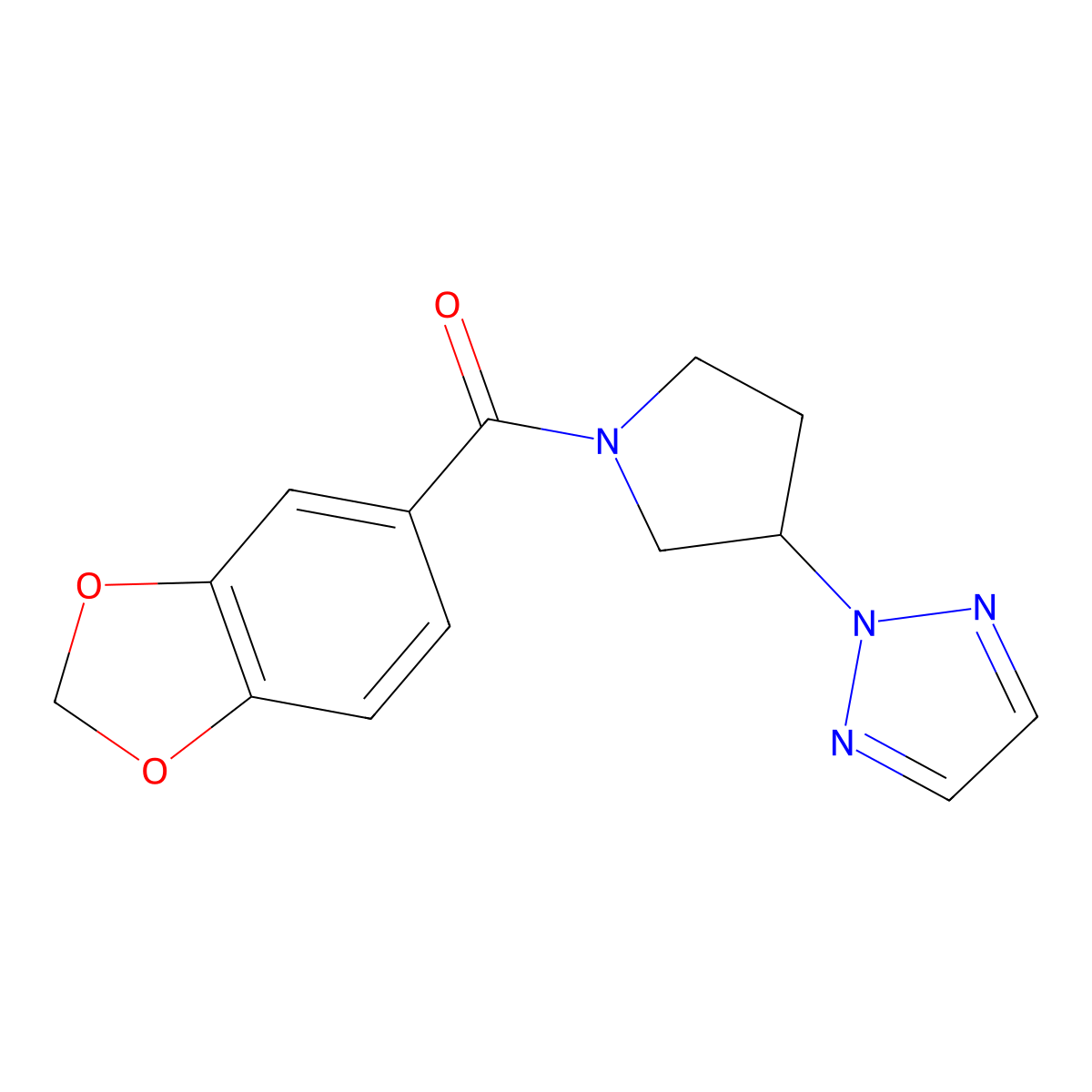 (3-(2H-1,2,3-triazol-2-yl)pyrrolidin-1-yl)(benzo[d][1,3]dioxol-5-yl)methanone molecular structure, CAS 2034269-28-6