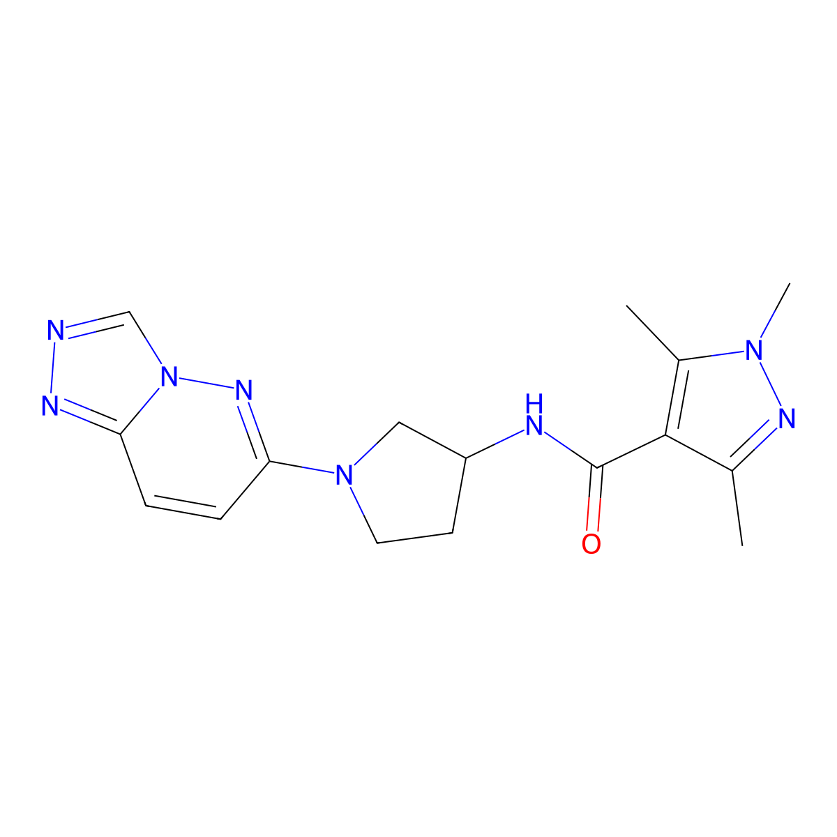 N-(1-([1,2,4]triazolo[4,3-b]pyridazin-6-yl)pyrrolidin-3-yl)-1,3,5-trimethyl-1H-pyrazole-4-carboxamide molecular structure, CAS 2034269-29-7