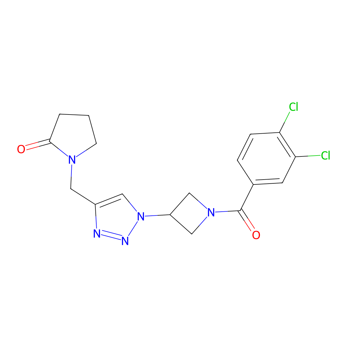 1-((1-(1-(3,4-dichlorobenzoyl)azetidin-3-yl)-1H-1,2,3-triazol-4-yl)methyl)pyrrolidin-2-one molecular structure, CAS 2034269-35-5