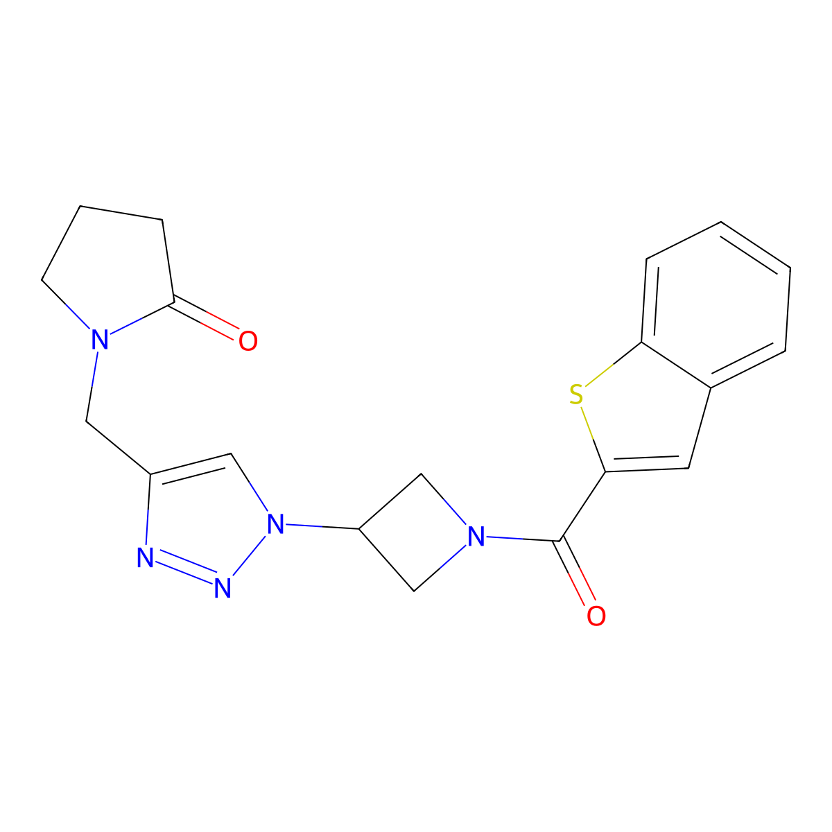1-((1-(1-(benzo[b]thiophene-2-carbonyl)azetidin-3-yl)-1H-1,2,3-triazol-4-yl)methyl)pyrrolidin-2-one molecular structure, CAS 2034269-51-5