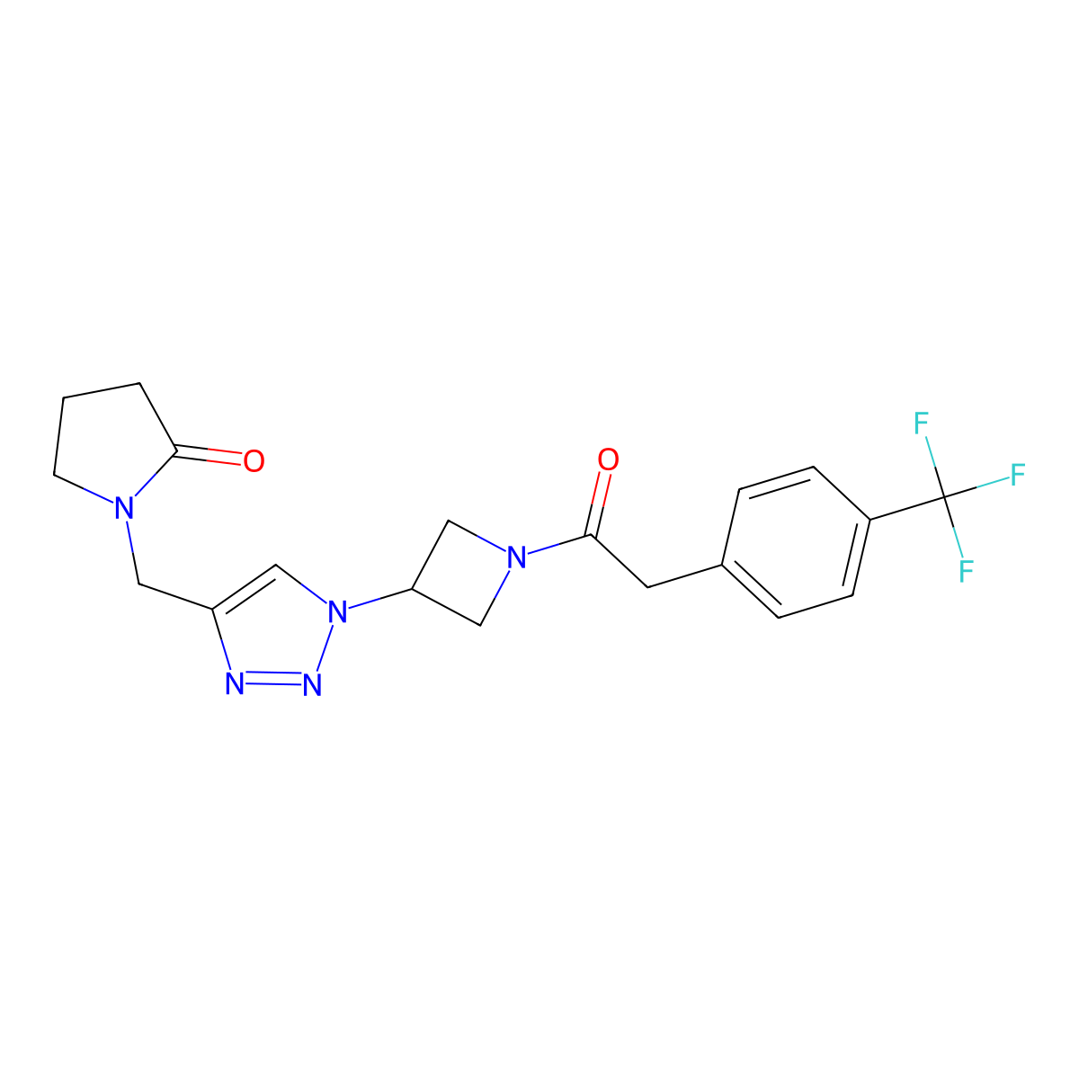 1-{[1-(1-{2-[4-(trifluoromethyl)phenyl]acetyl}azetidin-3-yl)-1H-1,2,3-triazol-4-yl]methyl}pyrrolidin-2-one molecular structure, CAS 2034269-57-1