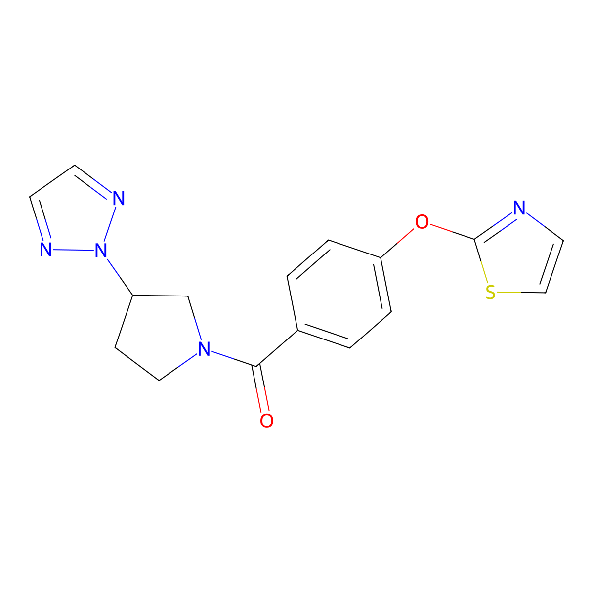 (3-(2H-1,2,3-triazol-2-yl)pyrrolidin-1-yl)(4-(thiazol-2-yloxy)phenyl)methanone molecular structure, CAS 2034269-64-0