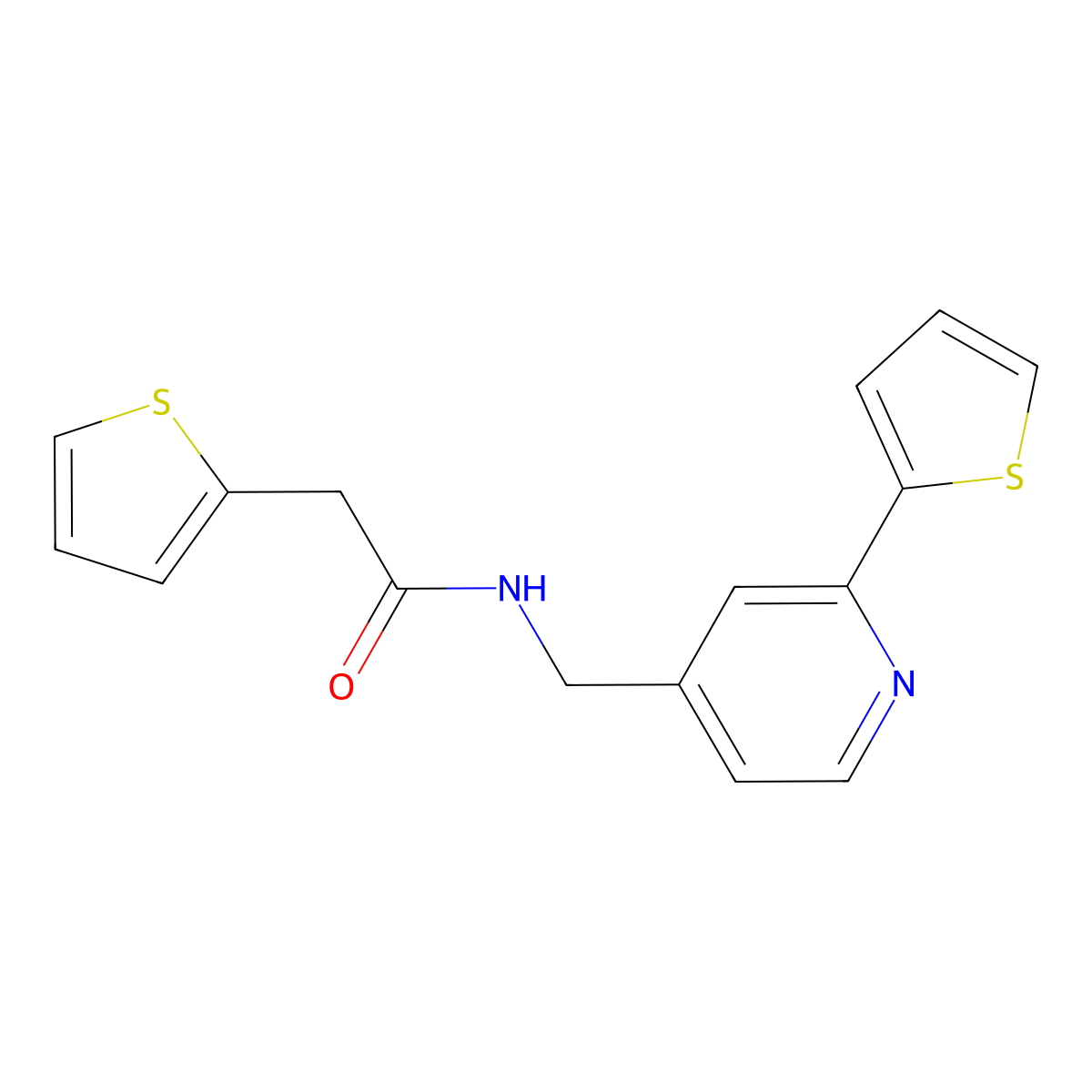 2-(thiophen-2-yl)-N-((2-(thiophen-2-yl)pyridin-4-yl)methyl)acetamide molecular structure, CAS 2034269-73-1
