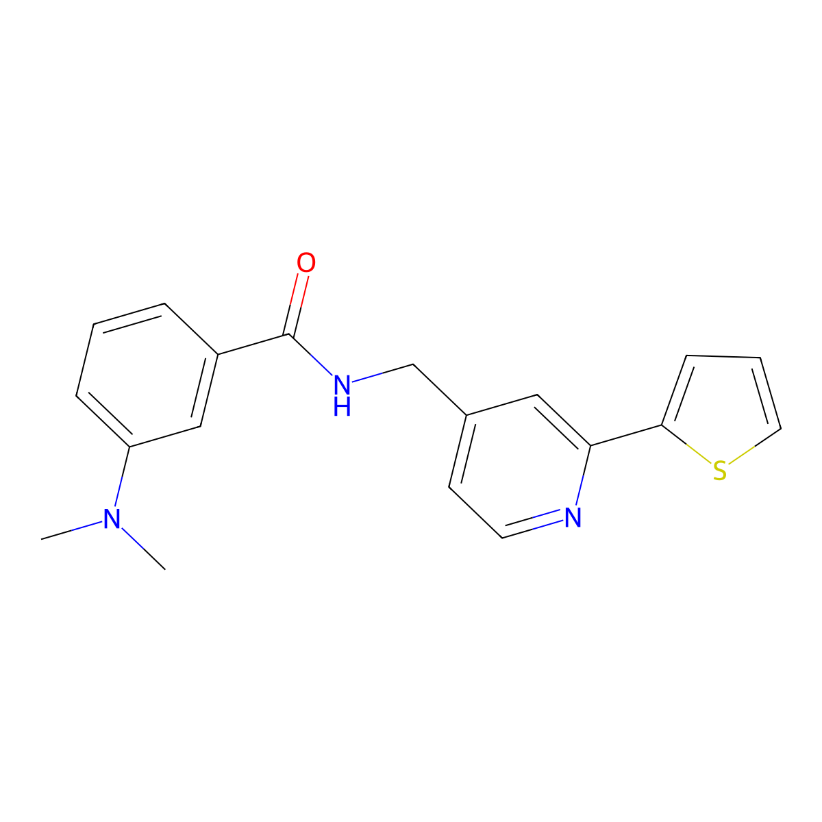 3-(dimethylamino)-N-{[2-(thiophen-2-yl)pyridin-4-yl]methyl}benzamide molecular structure, CAS 2034269-76-4