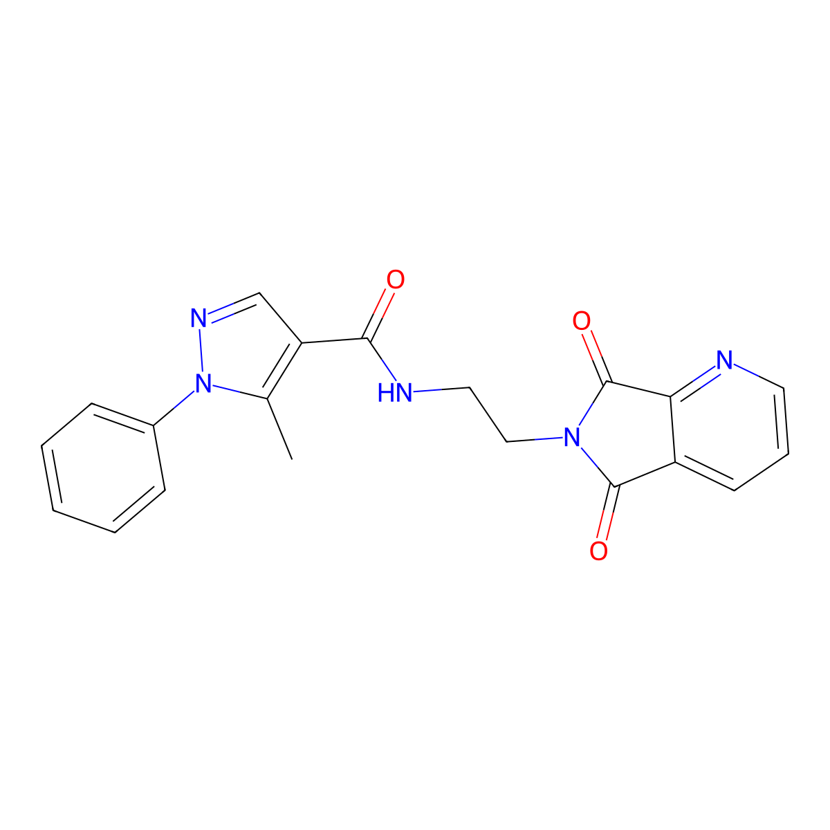 N-(2-(5,7-dioxo-5H-pyrrolo[3,4-b]pyridin-6(7H)-yl)ethyl)-5-methyl-1-phenyl-1H-pyrazole-4-carboxamide molecular structure, CAS 2034269-77-5