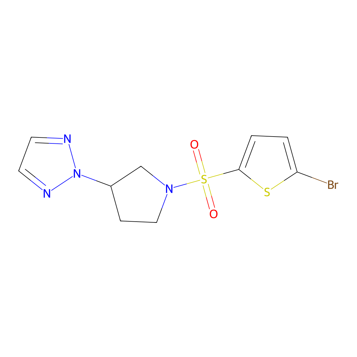 2-(1-((5-bromothiophen-2-yl)sulfonyl)pyrrolidin-3-yl)-2H-1,2,3-triazole molecular structure, CAS 2034269-81-1