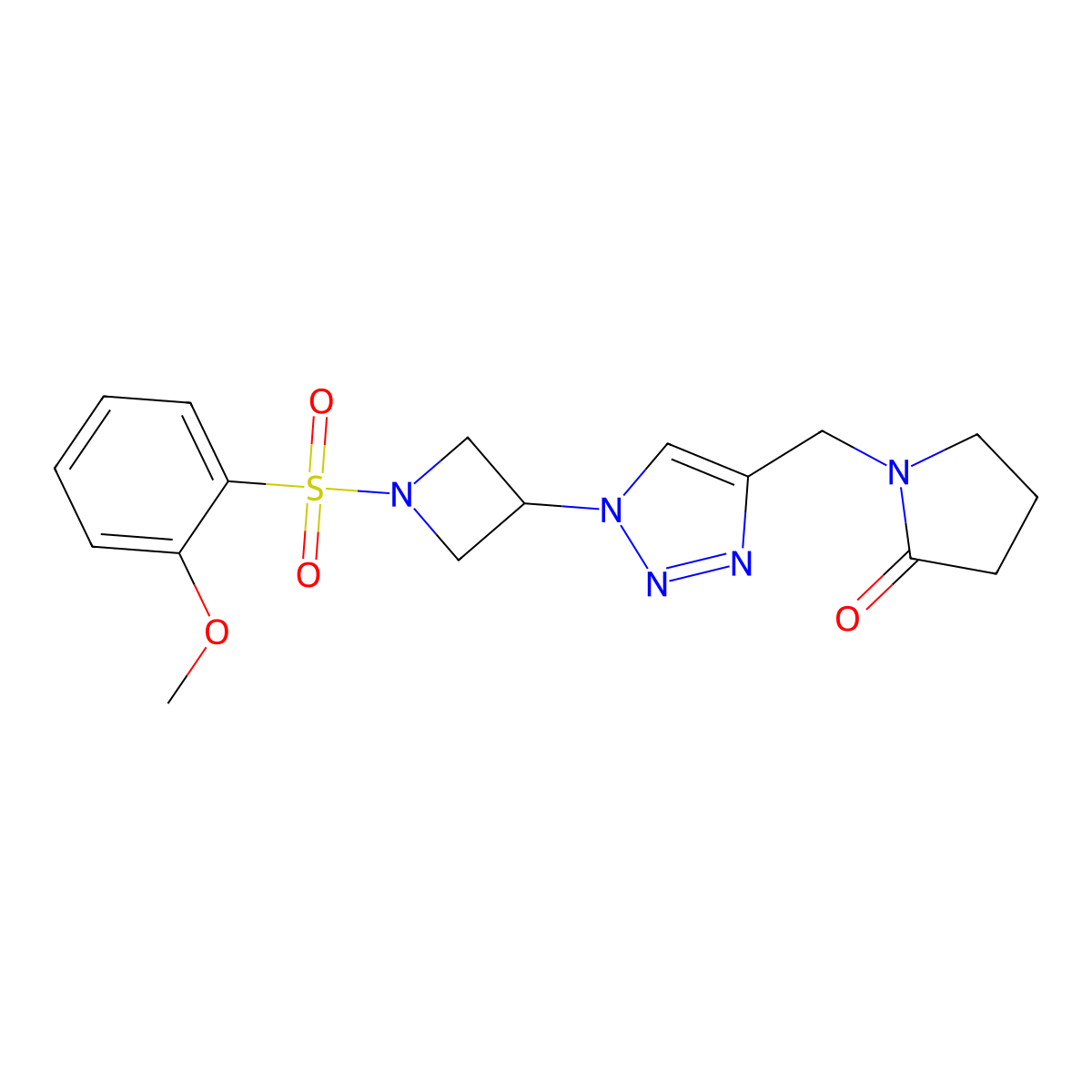 1-((1-(1-((2-methoxyphenyl)sulfonyl)azetidin-3-yl)-1H-1,2,3-triazol-4-yl)methyl)pyrrolidin-2-one molecular structure, CAS 2034269-84-4