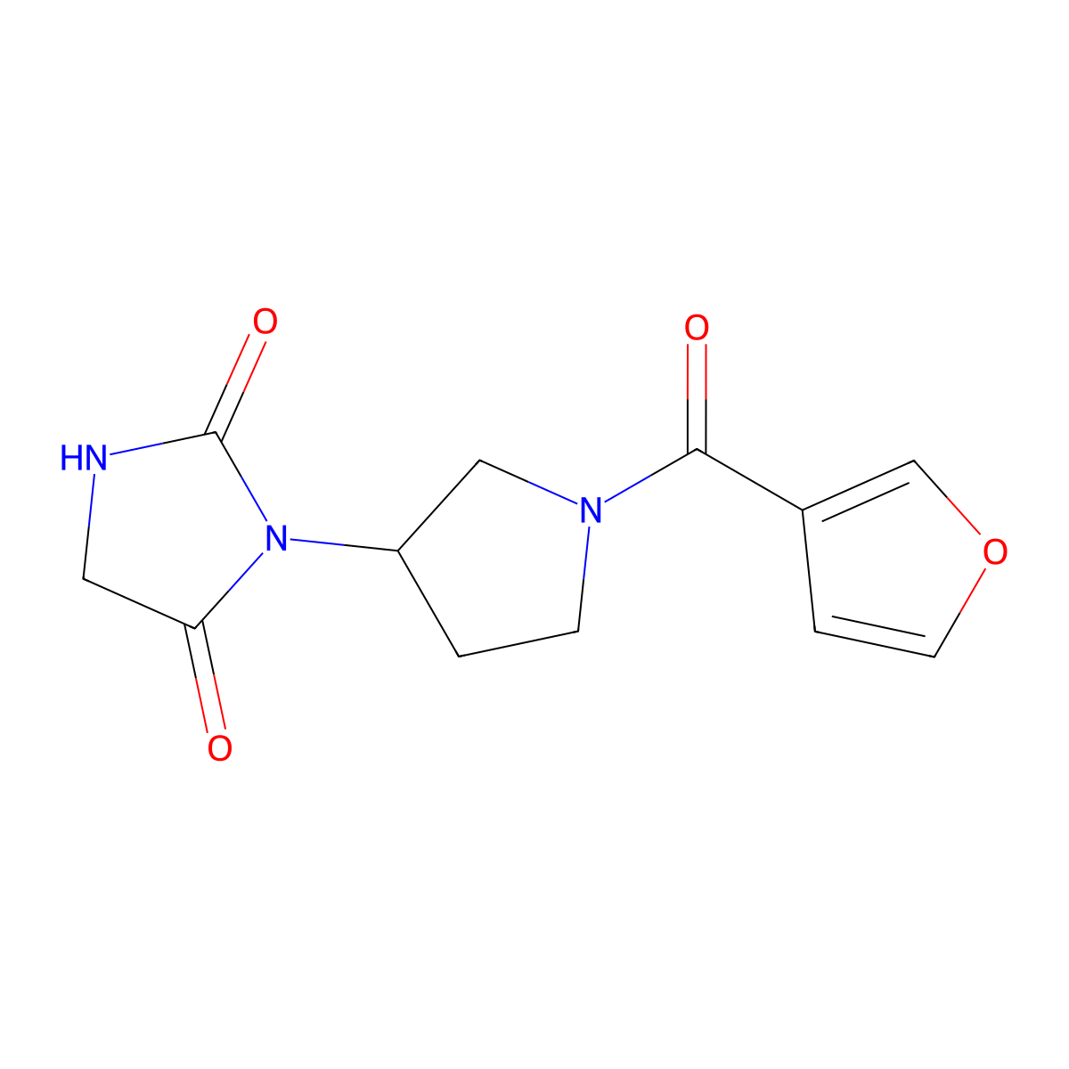 3-[1-(Furan-3-carbonyl)pyrrolidin-3-yl]imidazolidine-2,4-dione molecular structure, CAS 2034269-86-6