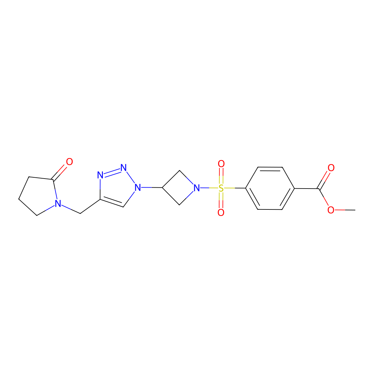 methyl 4-[(3-{4-[(2-oxopyrrolidin-1-yl)methyl]-1H-1,2,3-triazol-1-yl}azetidin-1-yl)sulfonyl]benzoate molecular structure, CAS 2034269-88-8