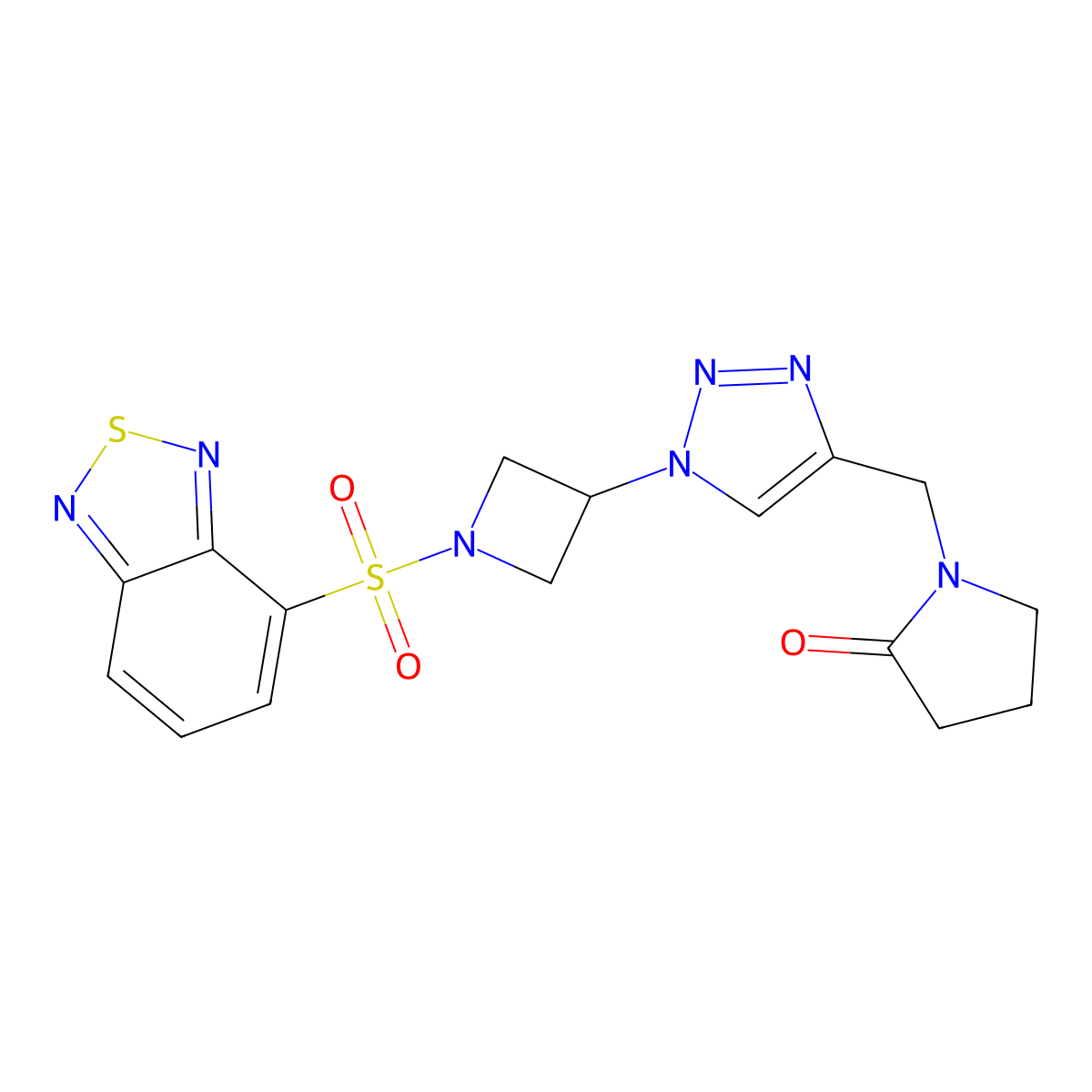 1-((1-(1-(benzo[c][1,2,5]thiadiazol-4-ylsulfonyl)azetidin-3-yl)-1H-1,2,3-triazol-4-yl)methyl)pyrrolidin-2-one molecular structure, CAS 2034269-97-9