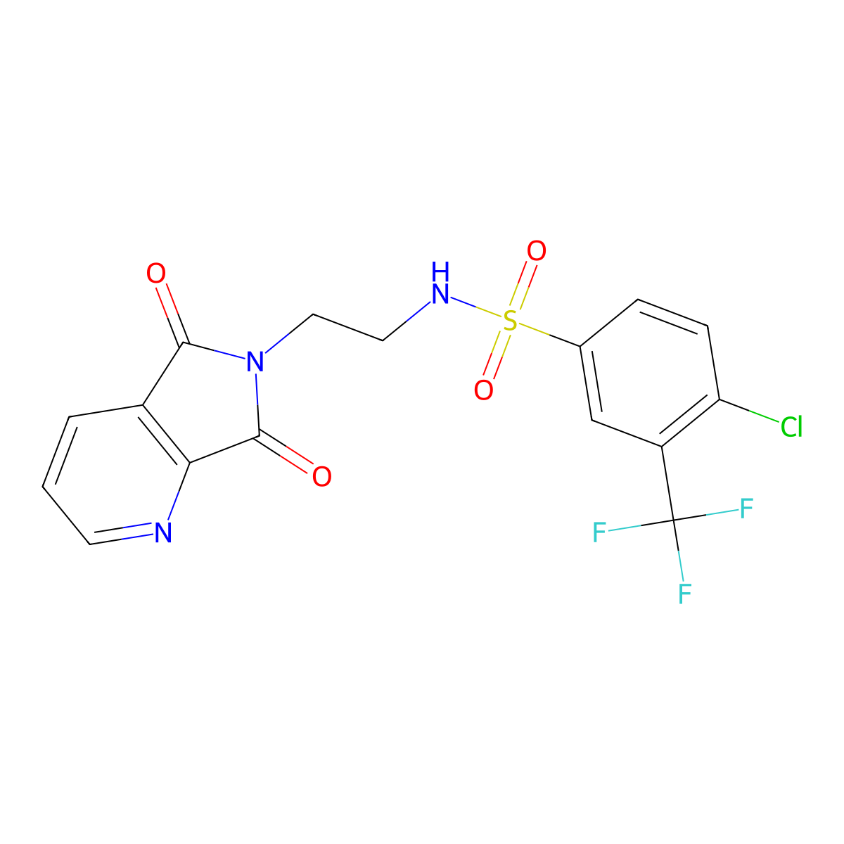 4-chloro-N-(2-(5,7-dioxo-5H-pyrrolo[3,4-b]pyridin-6(7H)-yl)ethyl)-3-(trifluoromethyl)benzenesulfonamide molecular structure, CAS 2034269-99-1