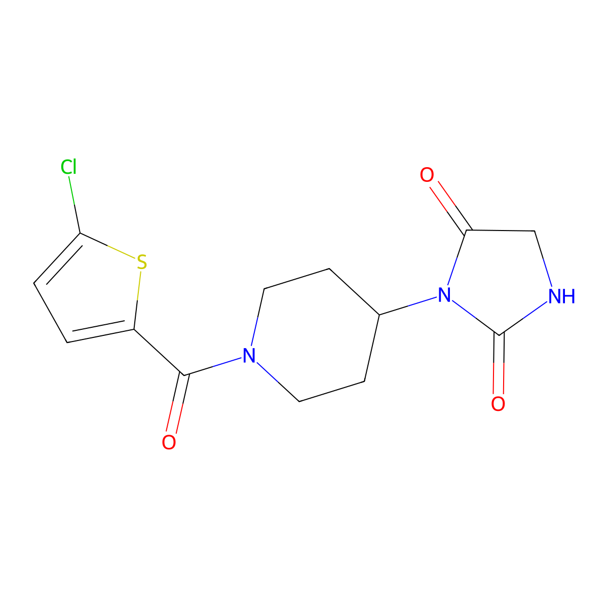 3-[1-(5-Chlorothiophene-2-carbonyl)piperidin-4-yl]imidazolidine-2,4-dione molecular structure, CAS 2034270-08-9