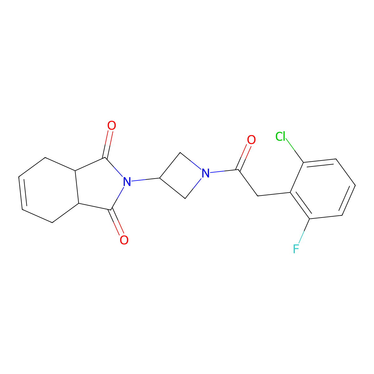 2-(1-(2-(2-chloro-6-fluorophenyl)acetyl)azetidin-3-yl)-3a,4,7,7a-tetrahydro-1H-isoindole-1,3(2H)-dione molecular structure, CAS 2034270-11-4