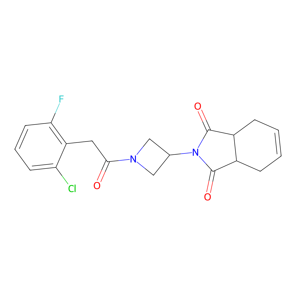 2-(1-(2-(2-chloro-6-fluorophenyl)acetyl)azetidin-3-yl)-3a,4,7,7a-tetrahydro-1H-isoindole-1,3(2H)-dione molecular structure, CAS 2034270-11-4