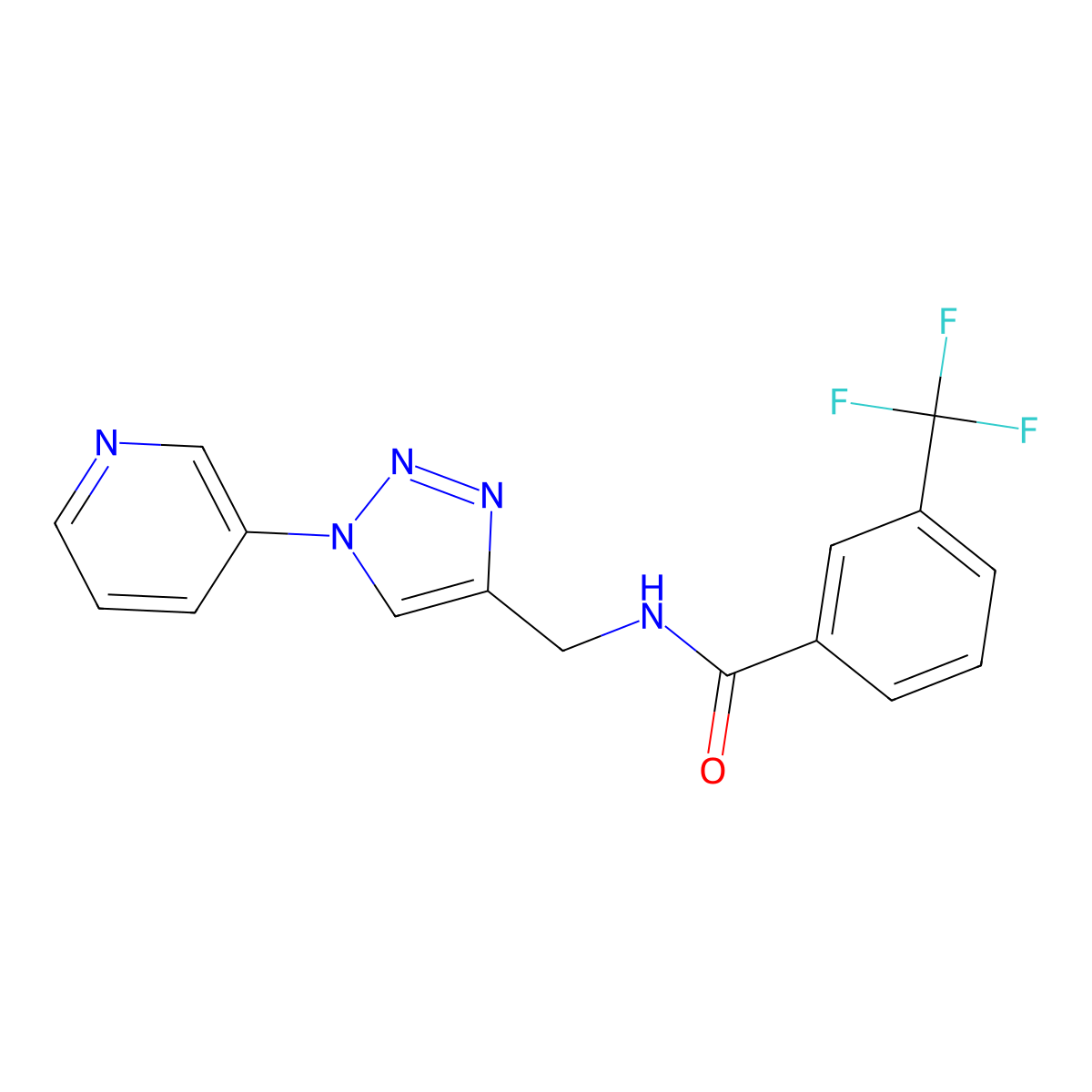 N-{[1-(pyridin-3-yl)-1H-1,2,3-triazol-4-yl]methyl}-3-(trifluoromethyl)benzamide molecular structure, CAS 2034270-12-5