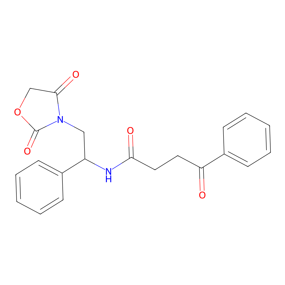 N-(2-(2,4-dioxooxazolidin-3-yl)-1-phenylethyl)-4-oxo-4-phenylbutanamide molecular structure, CAS 2034270-13-6