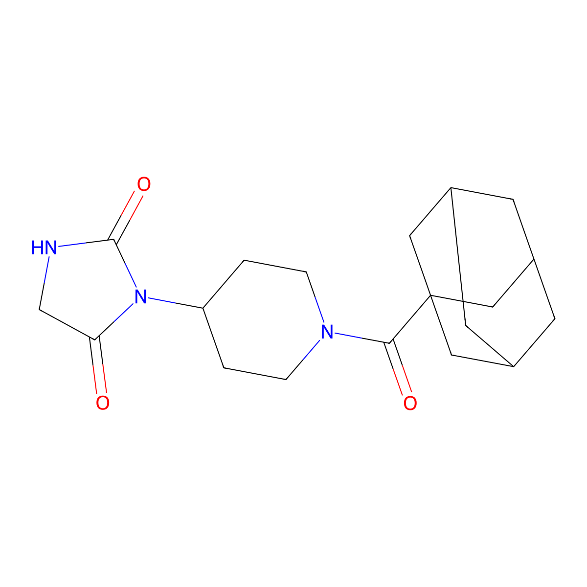 3-[1-(Adamantane-1-carbonyl)piperidin-4-yl]imidazolidine-2,4-dione molecular structure, CAS 2034270-15-8