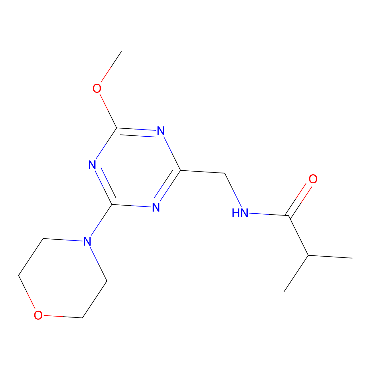N-((4-methoxy-6-morpholino-1,3,5-triazin-2-yl)methyl)isobutyramide molecular structure, CAS 2034270-16-9