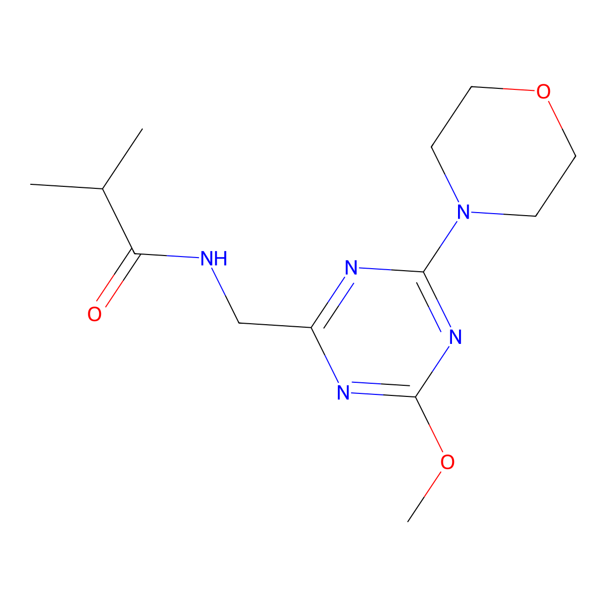 N-((4-methoxy-6-morpholino-1,3,5-triazin-2-yl)methyl)isobutyramide molecular structure, CAS 2034270-16-9