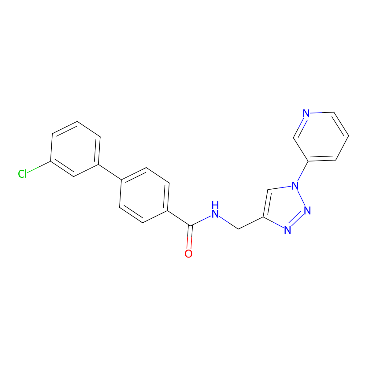 3'-chloro-N-((1-(pyridin-3-yl)-1H-1,2,3-triazol-4-yl)methyl)-[1,1'-biphenyl]-4-carboxamide molecular structure, CAS 2034270-19-2
