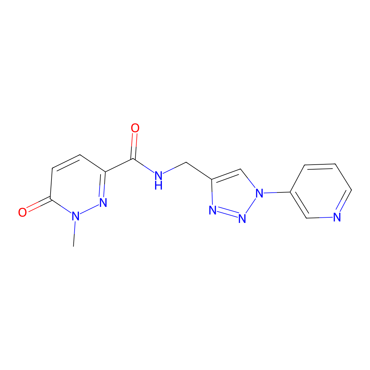 1-methyl-6-oxo-N-((1-(pyridin-3-yl)-1H-1,2,3-triazol-4-yl)methyl)-1,6-dihydropyridazine-3-carboxamide molecular structure, CAS 2034270-27-2