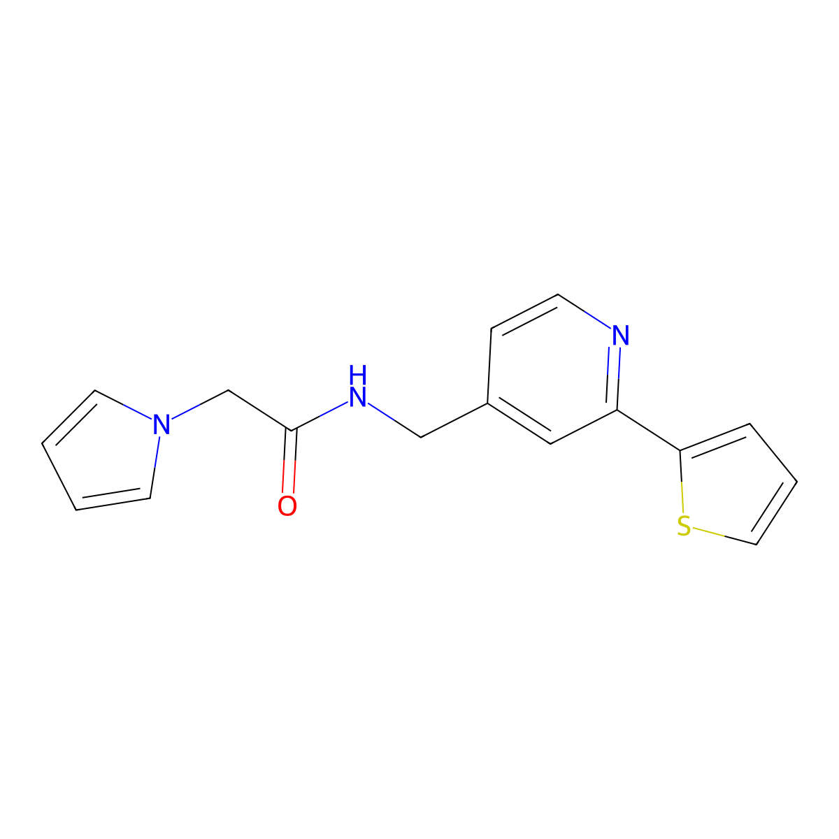 2-(1H-pyrrol-1-yl)-N-{[2-(thiophen-2-yl)pyridin-4-yl]methyl}acetamide molecular structure, CAS 2034270-28-3