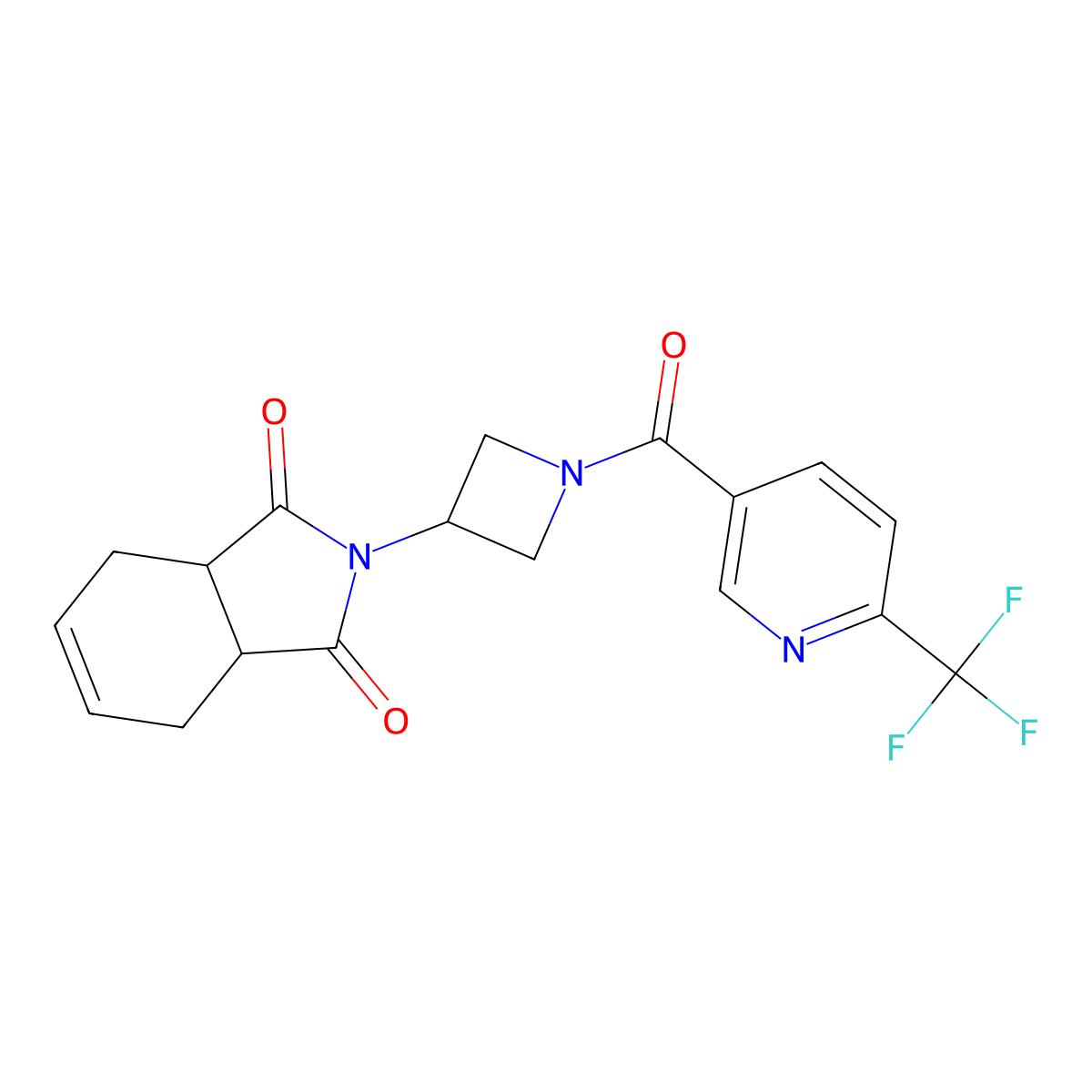 2-(1-(6-(trifluoromethyl)nicotinoyl)azetidin-3-yl)-3a,4,7,7a-tetrahydro-1H-isoindole-1,3(2H)-dione molecular structure, CAS 2034270-30-7